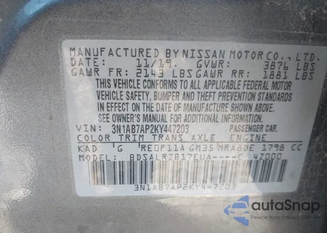 2019 Nissan Sentra Sr from USA, damaged, VIN 3N1AB7AP2KY447203